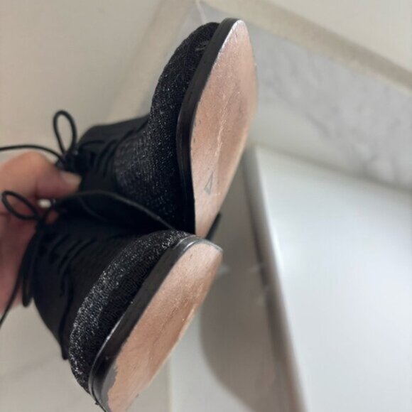 Amalfi (7.5 B) Elegant Italian Black Mesh Oxford Square Toe Lace Up Heels - Picture 6 of 9